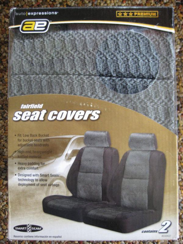 Auto expressions fairfield low-back bucket front seat covers - black- new- pair