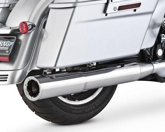 Vance & hines hi output 2:1 slip on muffler chrome for harley fl 10