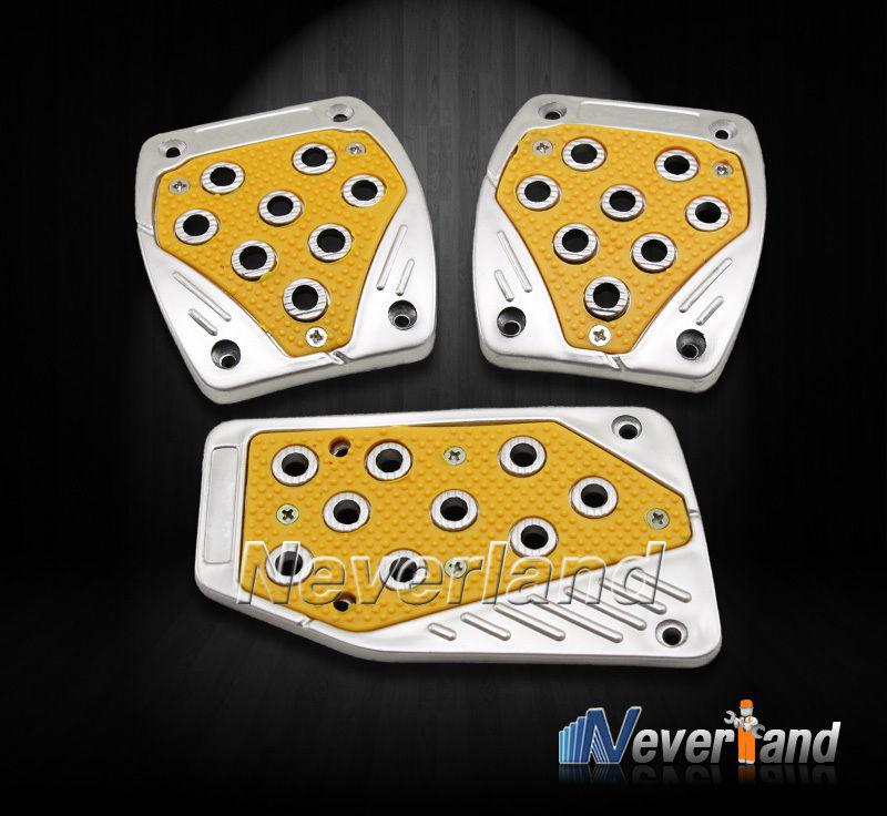 Yellow universal car pedal cover kit pad foot brake gas pedals manual model mt