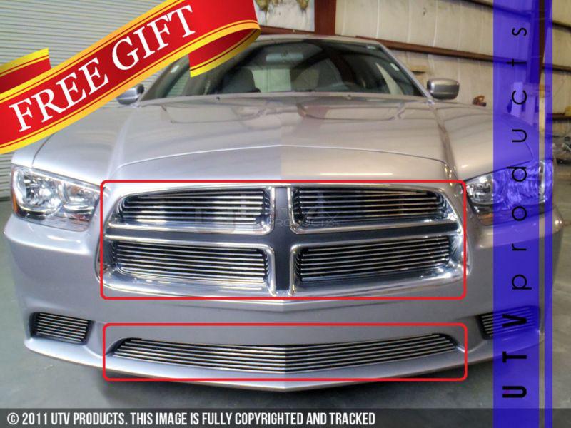 2011 2012 2013 dodge charger upper & bumper 5pc combo chrome billet grille kit