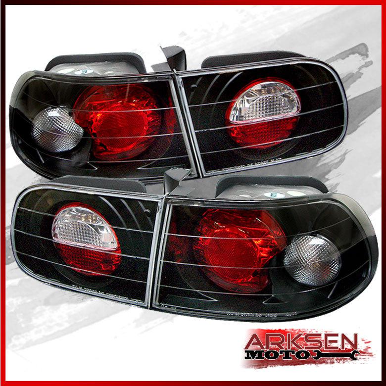 92-95 honda civic 3dr hatchback jdm black altezza tail lights rear brake lamps