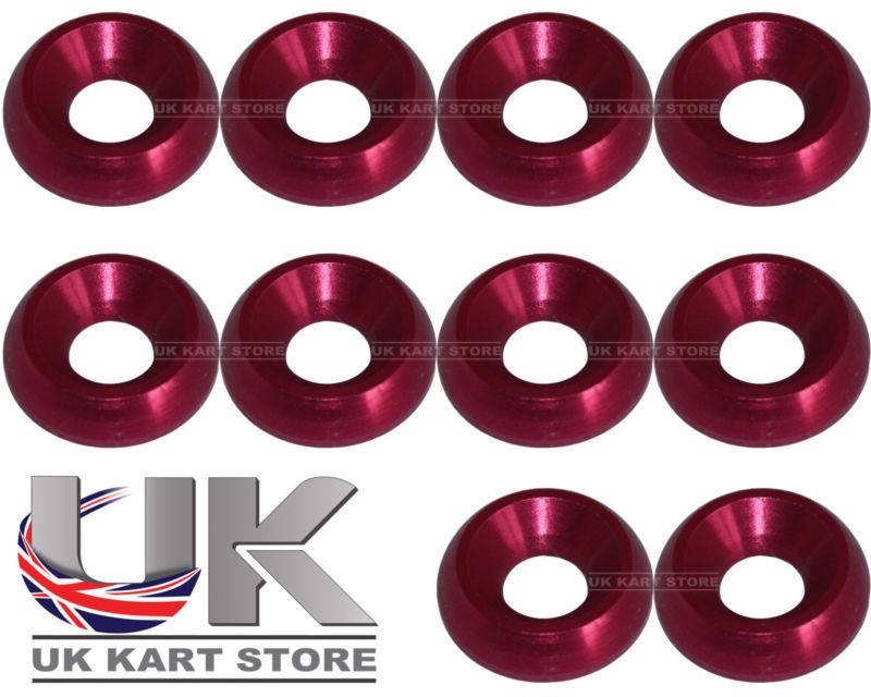 Aluminium kart washers countersunk m6 red - pack of 10 - 18 x 4 x 6mm csk