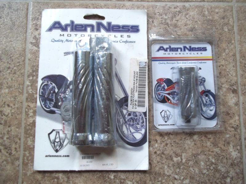 Arlen ness chrome twisted foot pegs & shifter peg multi fit mip