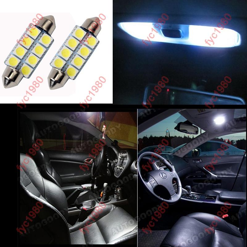 2x white bulb 39mm smd led dome light festoon map interior lamp 6423 6461 de3425