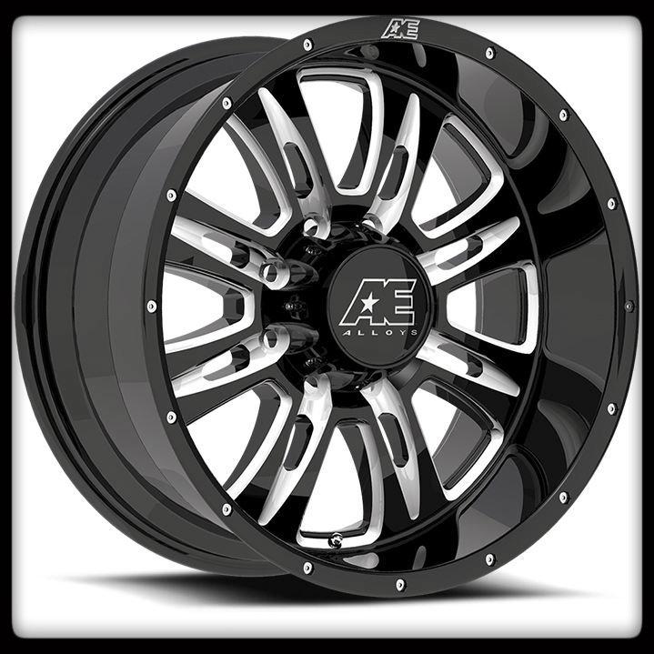 20" x 10" american eagle 016 black machined 8x6.5 ford f250 f350 wheels rims 