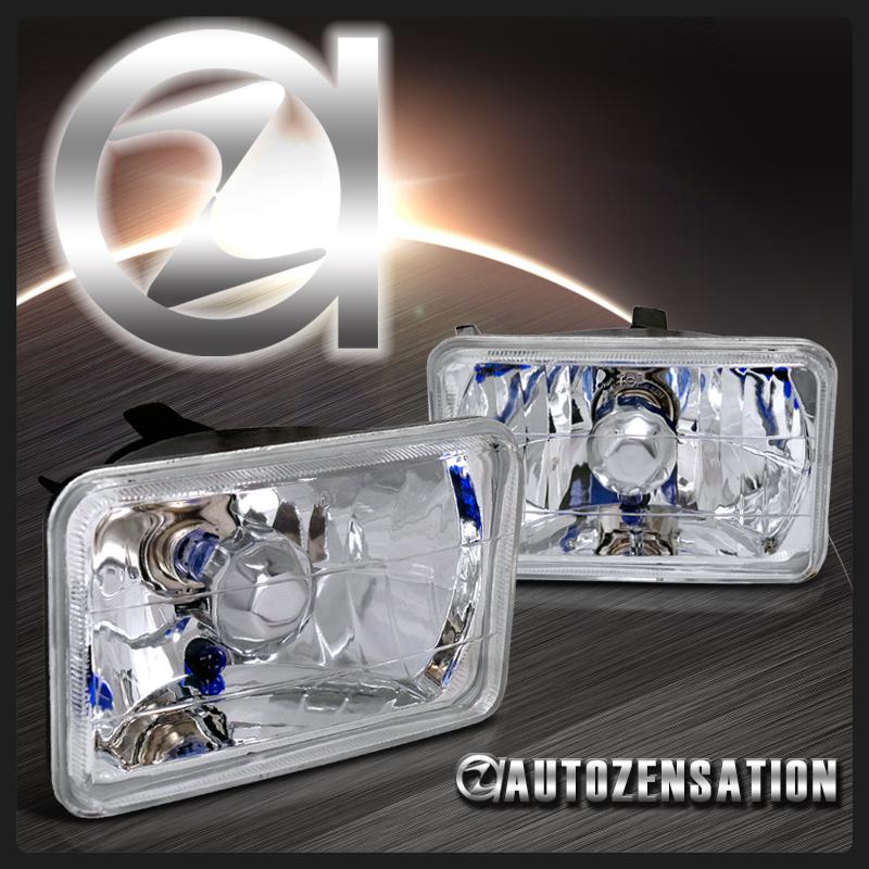 4x6 sealed beam chrome crystal headlights h4 conversion kit honda isuzu pontiac