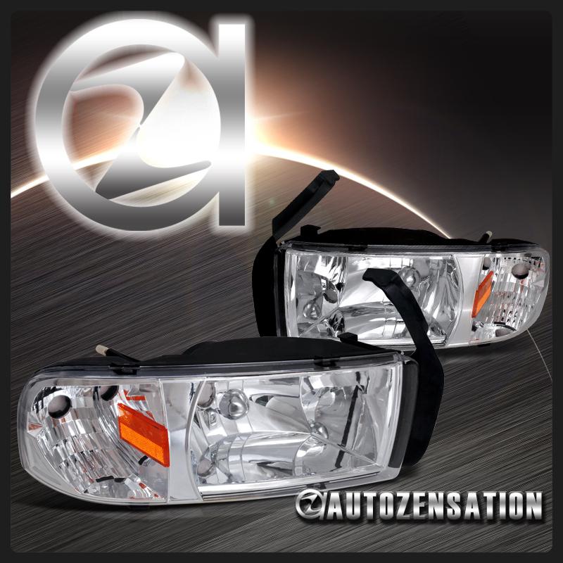 94-01 dodge ram pickup euro clear chrome crystal headlights