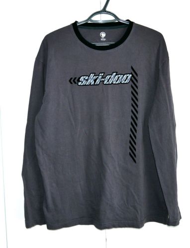 Vtg ski-doo bombardier gray men long sleeve shirt sz l