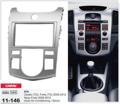 Carav 11-146 2din car radio dash kit panel cerato forte 09-12 auto a/c silver