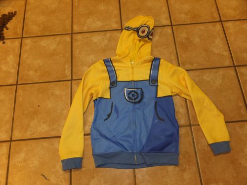 Despicable me minion hoodie jacket full face hood mask youth large blue yellow