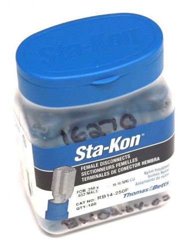 Pack of 100 new sta-kon rb14-250f female disconnects for 0.25 x 0.032 male