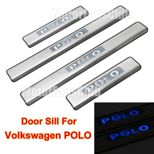 4pcs led door sill scuff plate welcome pedal for volkswagen vw polo 2011 - 2015