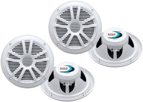 4 new boss mr6w 6.5&#034; dual cone 360w white marine boat car audio speakers 2 pairs