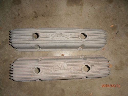 Old school sbc small block chevy edelbrock finned alum valve covers 283 327 350