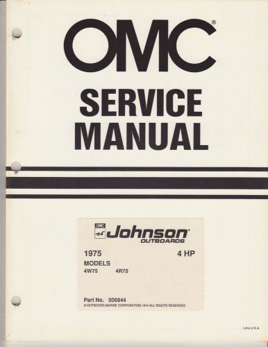 Johnson outboard motor service manual 4 hp models 1975