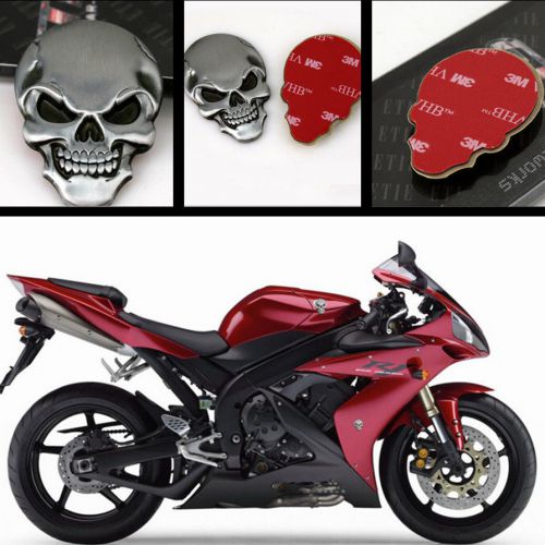 Silver tank metal skull demon bone badge emblem metal decal sticker for yamaha