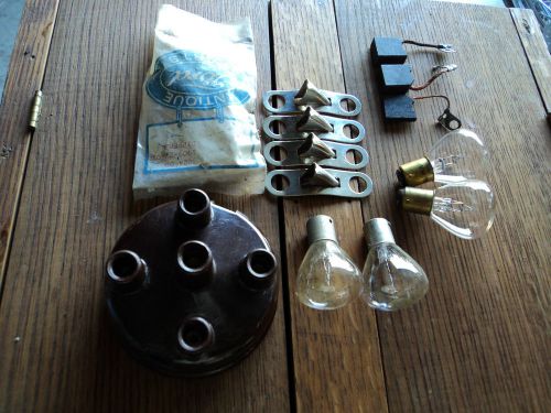 Antique ford parts &#034;lot&#034; light bulbs (2 pairs), distributor cap, oil dippers etc
