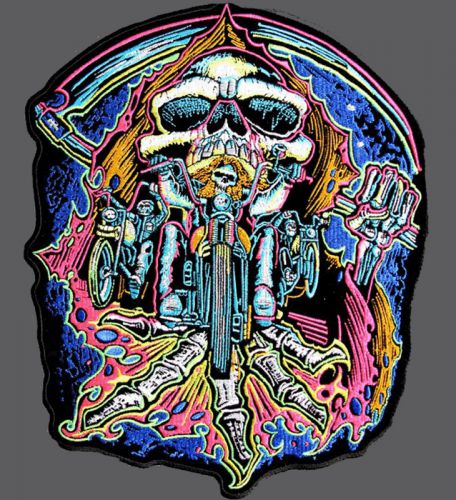 Son of out law retro reaper embroidered 11 inch nomad biker patch