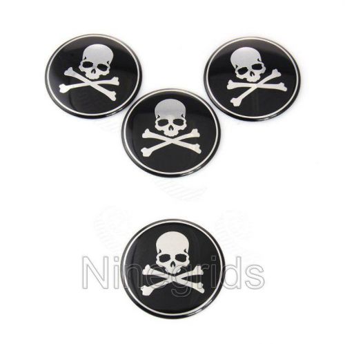 Car tyre rim center steering wheel hub cap 4x45mm  decal sticker crossbone skull