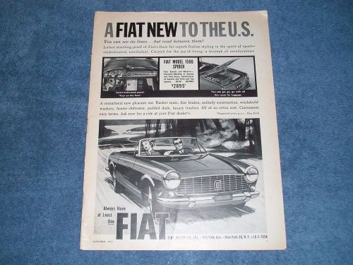 1964 fiat model 1500 spider vintage ad &#034;a fiat new to the u.s.&#034;