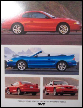 1998 ford mustang svt cobra brochure, specialty vehicle, original 98