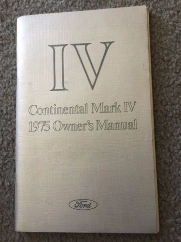 1975 original lincoln continental mark iv 4 owners manual~~glovebox manual