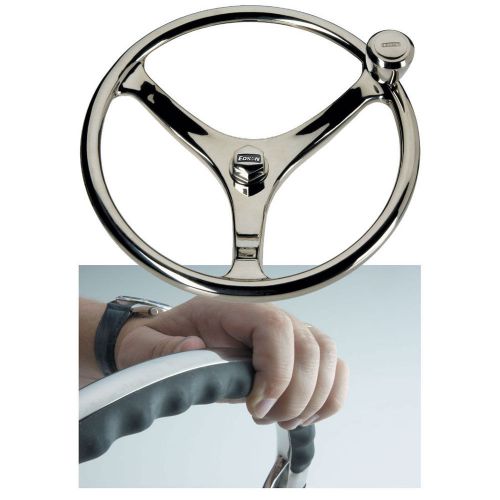 Edson 13&#034; ss comfort grip steering wheel w/powerknob  -1710st-13-kit