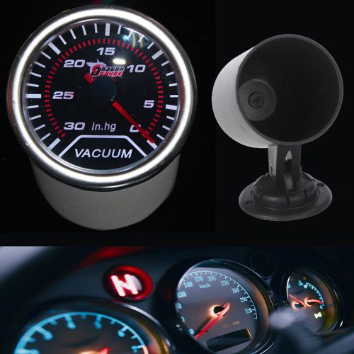 Pointer 2&#034; 52mm car smoke len led vacuum gauge meter in.hg + pod holder