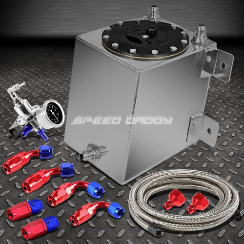 1 gallon aluminum racing fuel cell tank+cap+steel line kit+pressure regulator