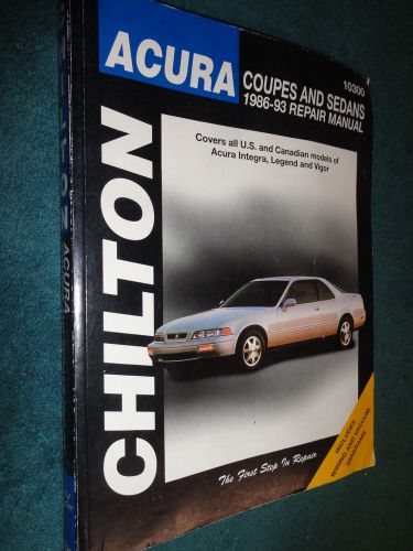 1986-1993 acura / integra / legend / vigor shop manual 92 91 90 + chiltons book