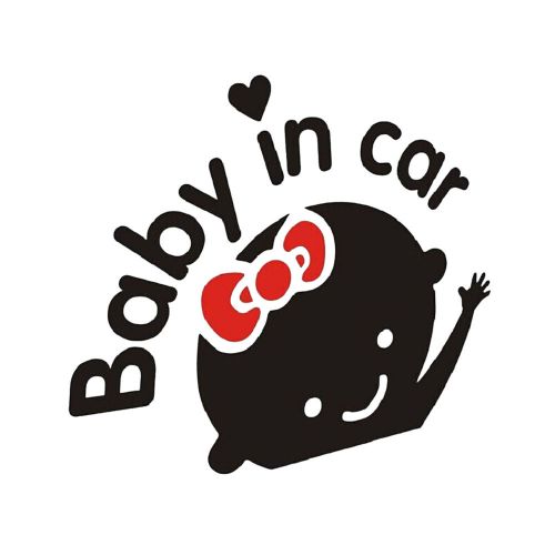 Baby on board &#034;baby in car&#034; + bowknot window car sticker vinyl decal