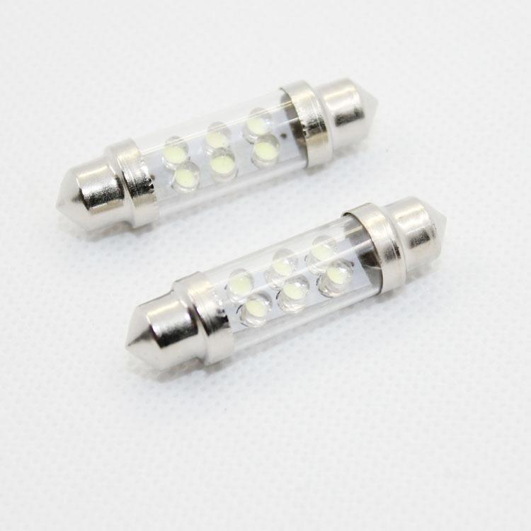 2pcs 42mm 6 led white lights 6000k festoon dome bulb lamp 578 211-2 212-2 214-2