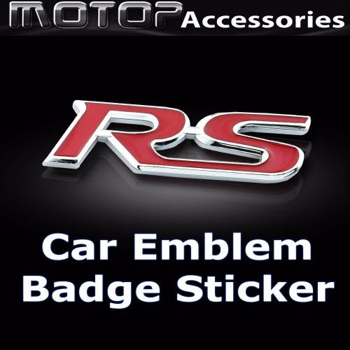3d metal red rs logo racing front badge emblem sticker decal self adhesive