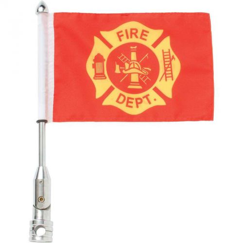 Fire department motorcycle flag with flag pole, 6&#034; x 9&#034; plus 1 usa flag included