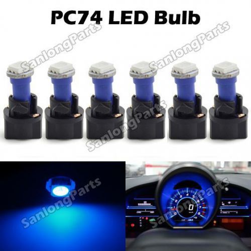 Set of 6 blue t5 37 74 led 5050 smd instrument cluster light bulb and socket