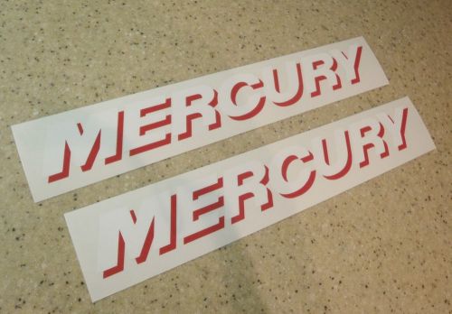 Mercury vintage outboard motor decals white/red 11&#034; free ship + free fish decal!