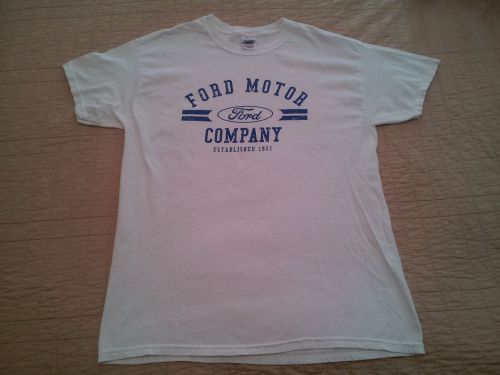 Ford motor company t shirt sz large euc blue oval logo established 1903 white