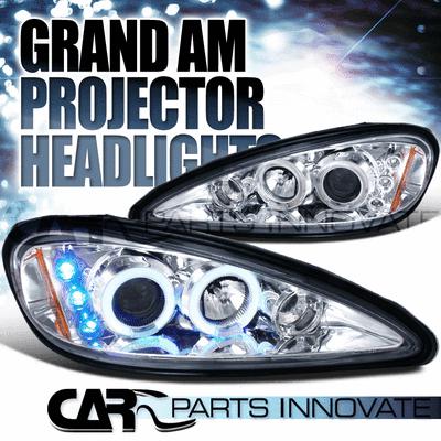 Pontiac 99-05 grand am led halo projector headlights lamp chrome