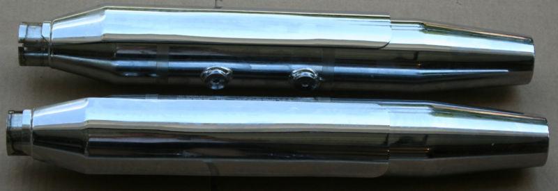 Fxst 2" barrel baloney cut slip on pull off chrome harley mufflers (10)