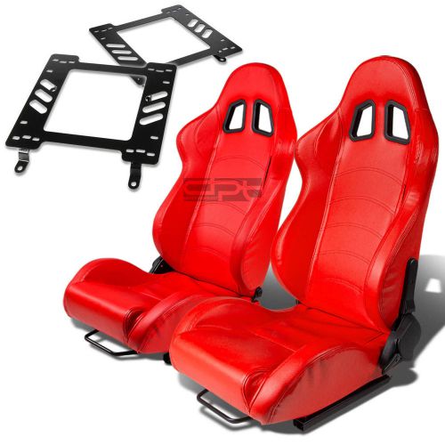 Type-1 racing seat red pvc+silder/rail+for 82-92 firebird trans am bracket x2