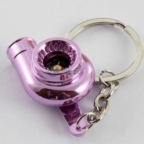 Brilliant metallic purple spinning turbo charger turbine keychain keyring fob