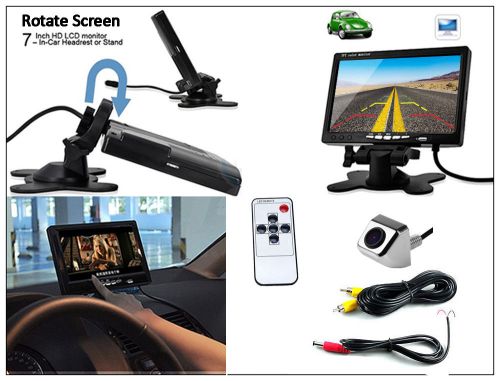 7&#034; tft lcd monitor car rear view system backup reverse w/ night vision camera