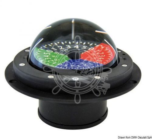 Riviera regatta boat marine compass 3&#034; 80mm black 4-colour flat rose