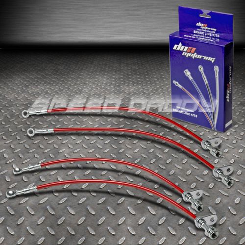 Front+rear stainless hose brake line for 03-07 honda accord cl7 cm5-cm8 red