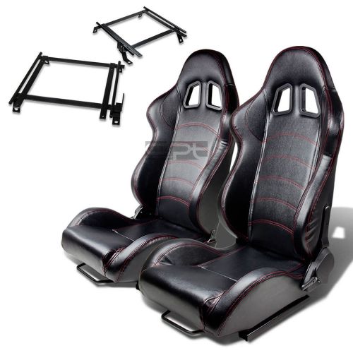 Type-1 racing seat black pvc+silder/rail+for 90-93 acura integra da bracket x2