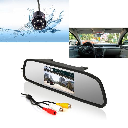 4.3&#034; lcd tft car rearview mirror monitor+infrared night vision camera belt drill