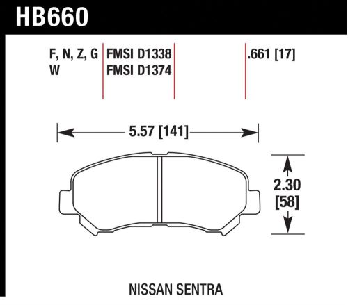 Hawk performance hb660n.661 disc brake pad fits kizashi maxima rogue sentra