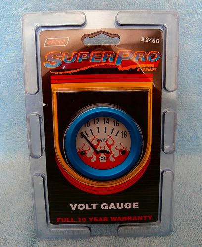 Super pro voltage gauge #2466  blue bezel, red flames 2 &amp;1/16&#034;