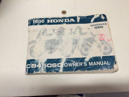 Honda cb450sc nighthawk model cb450 owners manual