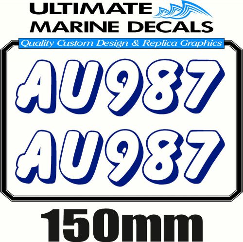 Boat rego 150mm keyline registration sticker decal set of 2